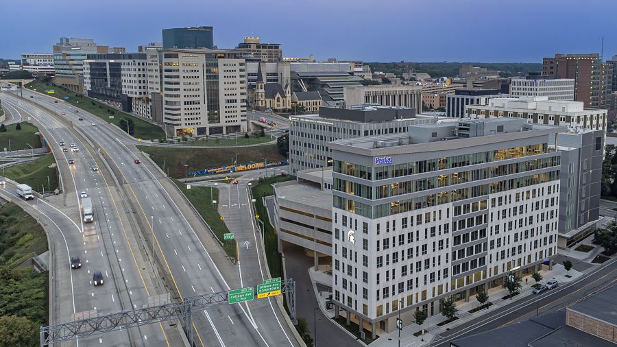 Aerial view of the Medical Mile in Grand Rapids